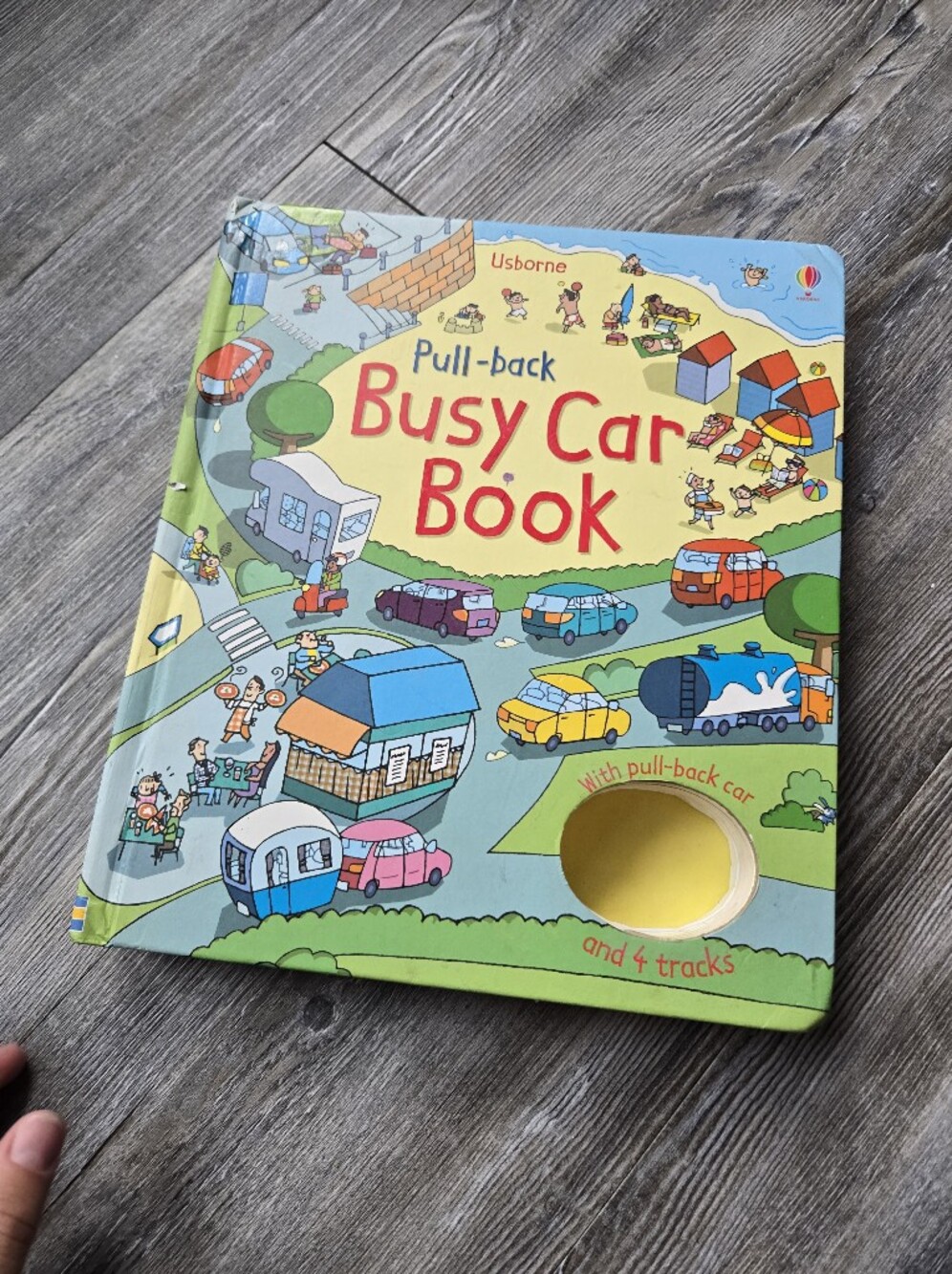 Born Pull-back Busy Car Book - Yellow, Green, Blue, Red